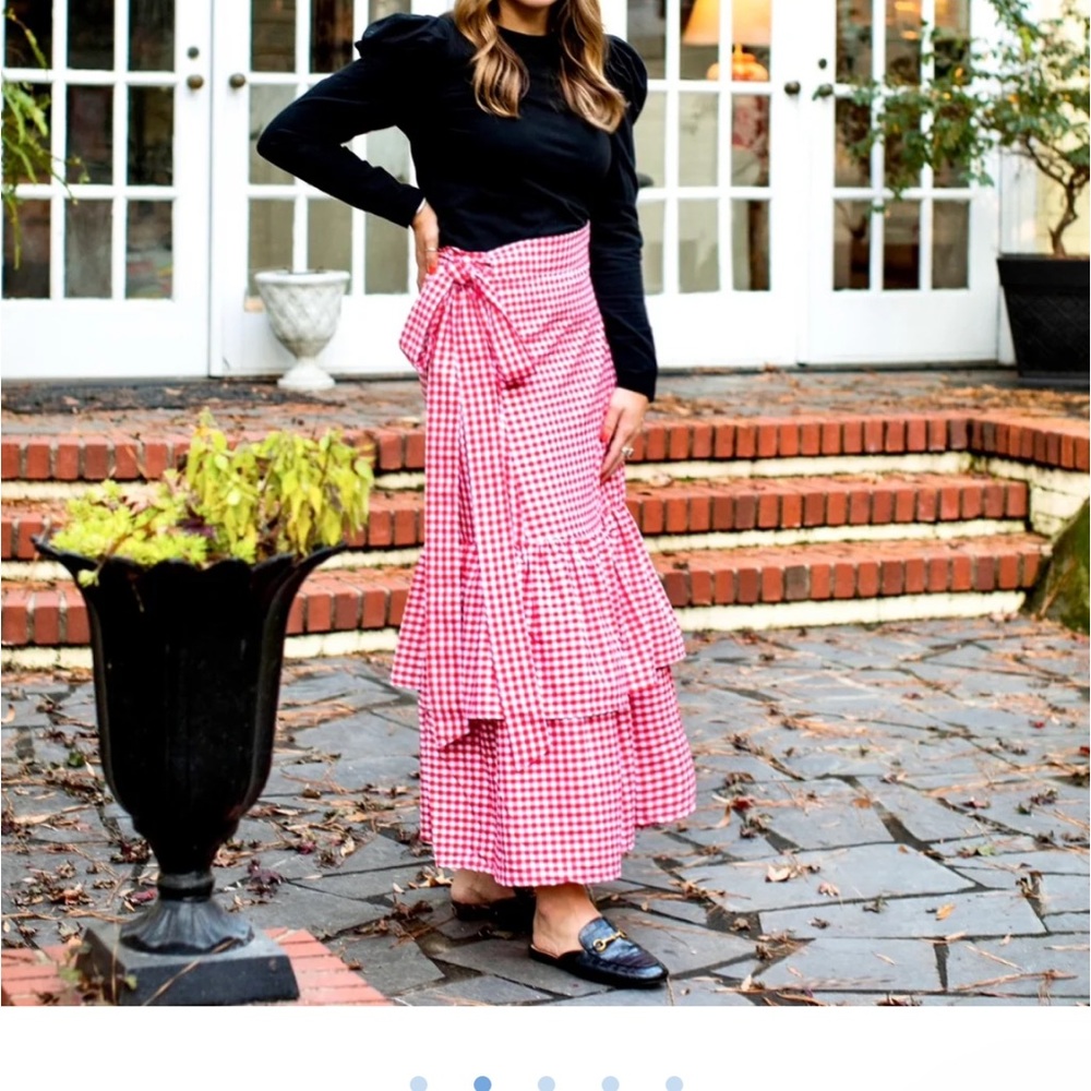 HOUSE OF MBR Red Gingham Brady Wrap Skirt